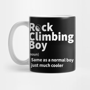 Funny Rock Climbing Boy Definition, Minimalist Design for Rock Climbers Mug